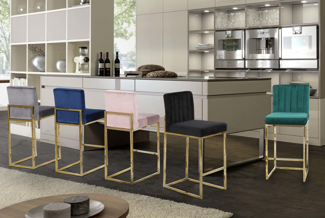 Giselle Grey Velvet Stool - Furniture Stars (Chicago, IL)