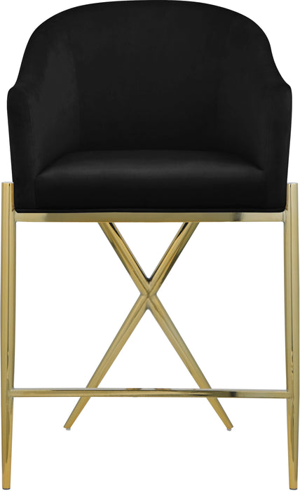 Xavier Black Velvet Counter Stool