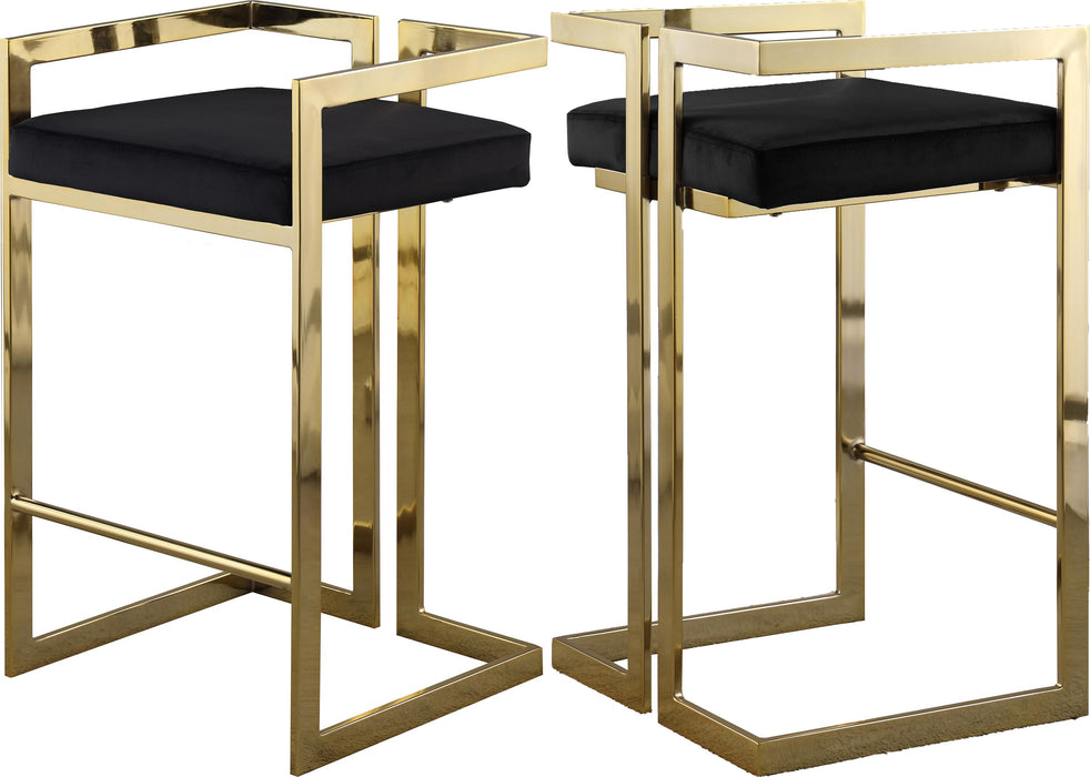 Ezra Black Velvet Stool