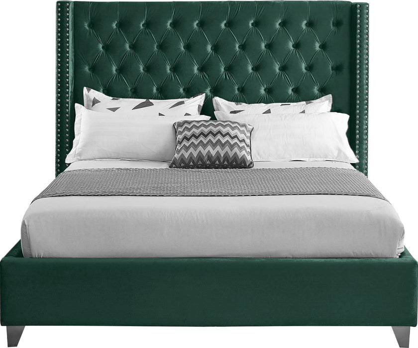Aiden Green Velvet Queen Bed - Furniture Stars (Chicago, IL)