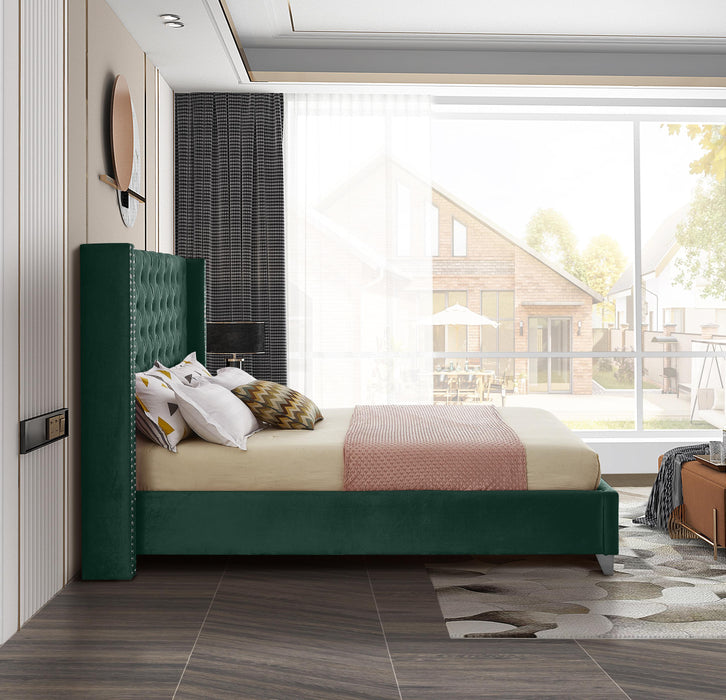 Aiden Green Velvet Queen Bed - Furniture Stars (Chicago, IL)
