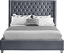 Aiden Grey Velvet Queen Bed - Furniture Stars (Chicago, IL)