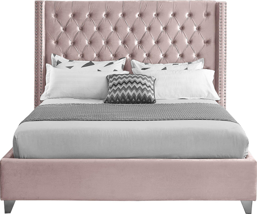 Aiden Pink Velvet Queen Bed - Furniture Stars (Chicago, IL)
