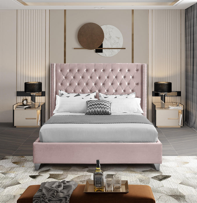 Aiden Pink Velvet King Bed - Furniture Stars (Chicago, IL)