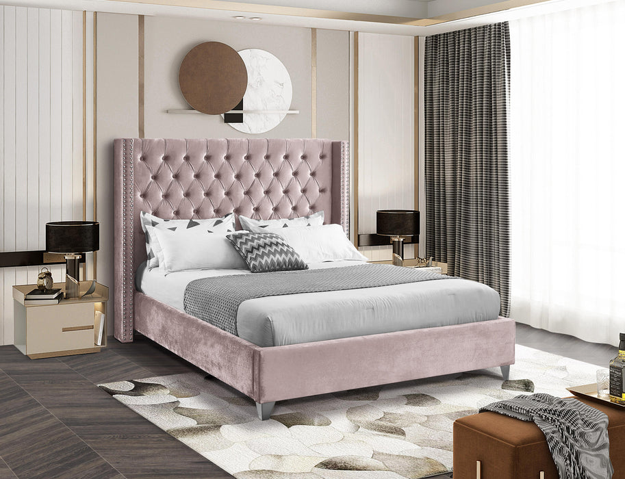 Aiden Pink Velvet King Bed - Furniture Stars (Chicago, IL)
