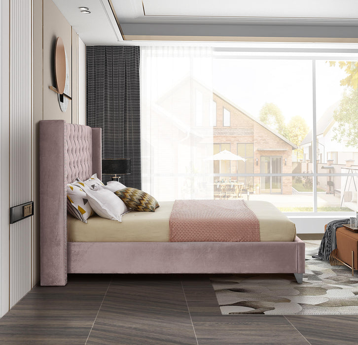 Aiden Pink Velvet King Bed - Furniture Stars (Chicago, IL)