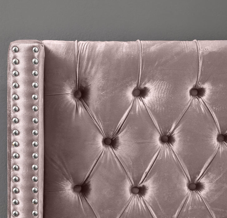 Aiden Pink Velvet King Bed - Furniture Stars (Chicago, IL)