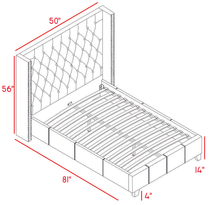 Ashton Navy Linen Twin Bed - Furniture Stars (Chicago, IL)