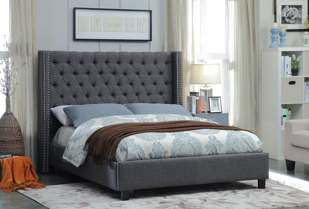 Ashton Grey Linen King Bed - Furniture Stars (Chicago, IL)