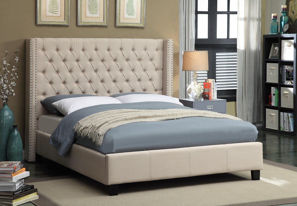 Ashton Beige Linen Queen Bed - Furniture Stars (Chicago, IL)
