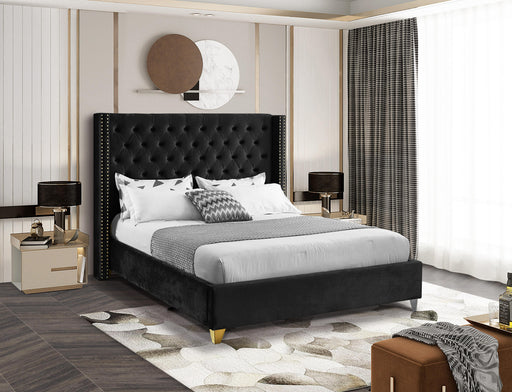 Barolo Black Velvet Queen Bed - Furniture Stars (Chicago, IL)
