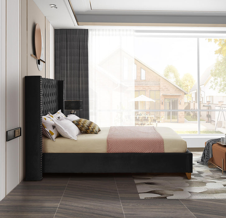 Barolo Black Velvet Queen Bed - Furniture Stars (Chicago, IL)