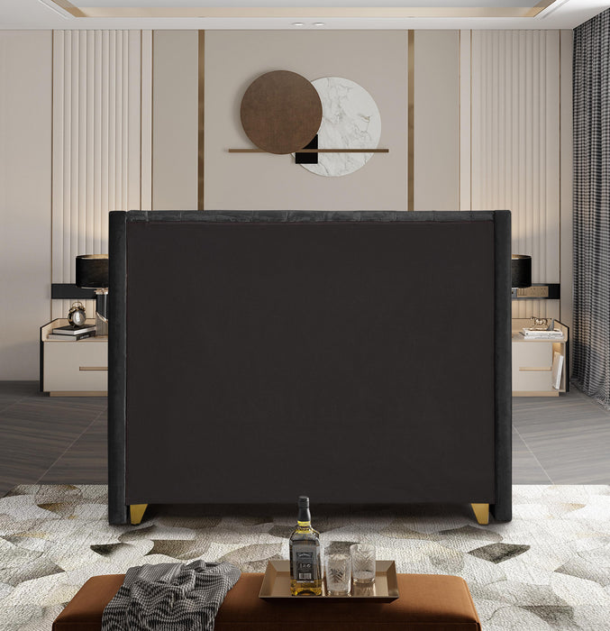 Barolo Black Velvet Queen Bed - Furniture Stars (Chicago, IL)