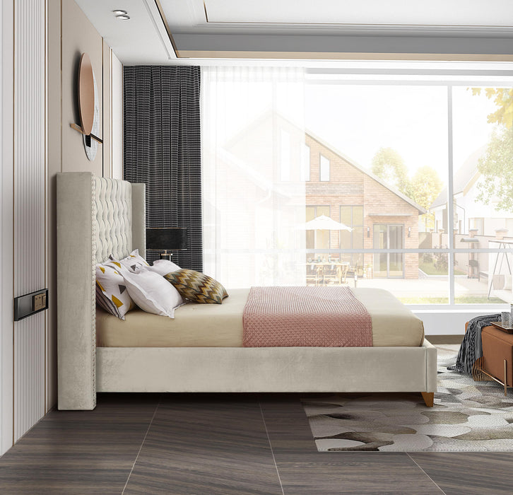 Barolo Cream Velvet King Bed - Furniture Stars (Chicago, IL)