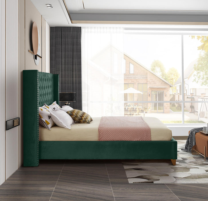 Barolo Green Velvet Queen Bed - Furniture Stars (Chicago, IL)