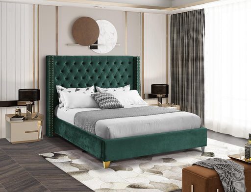 Barolo Green Velvet Queen Bed - Furniture Stars (Chicago, IL)