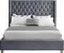 Barolo Grey Velvet Queen Bed - Furniture Stars (Chicago, IL)