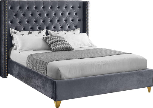 Barolo Grey Velvet King Bed - Furniture Stars (Chicago, IL)