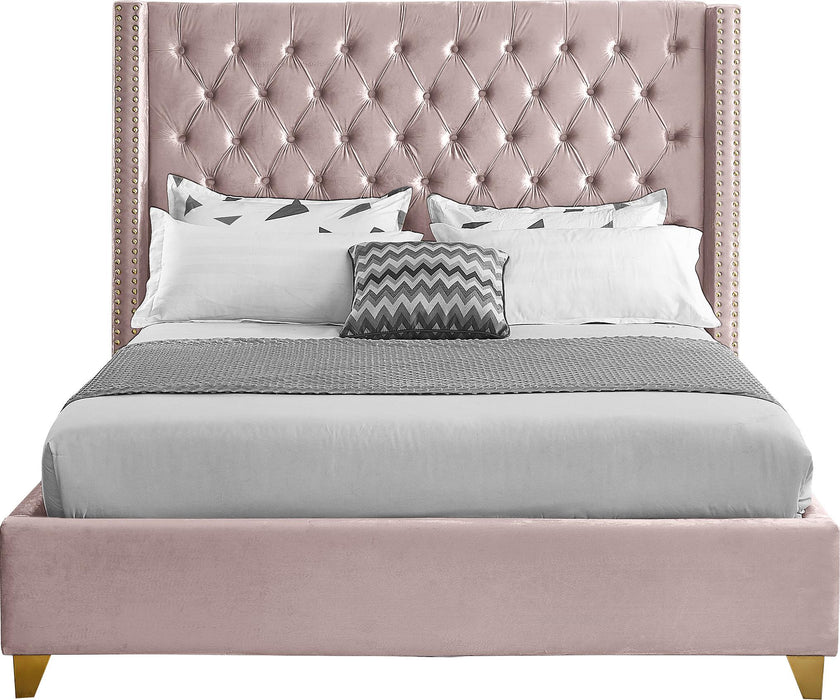 Barolo Pink Velvet Queen Bed - Furniture Stars (Chicago, IL)