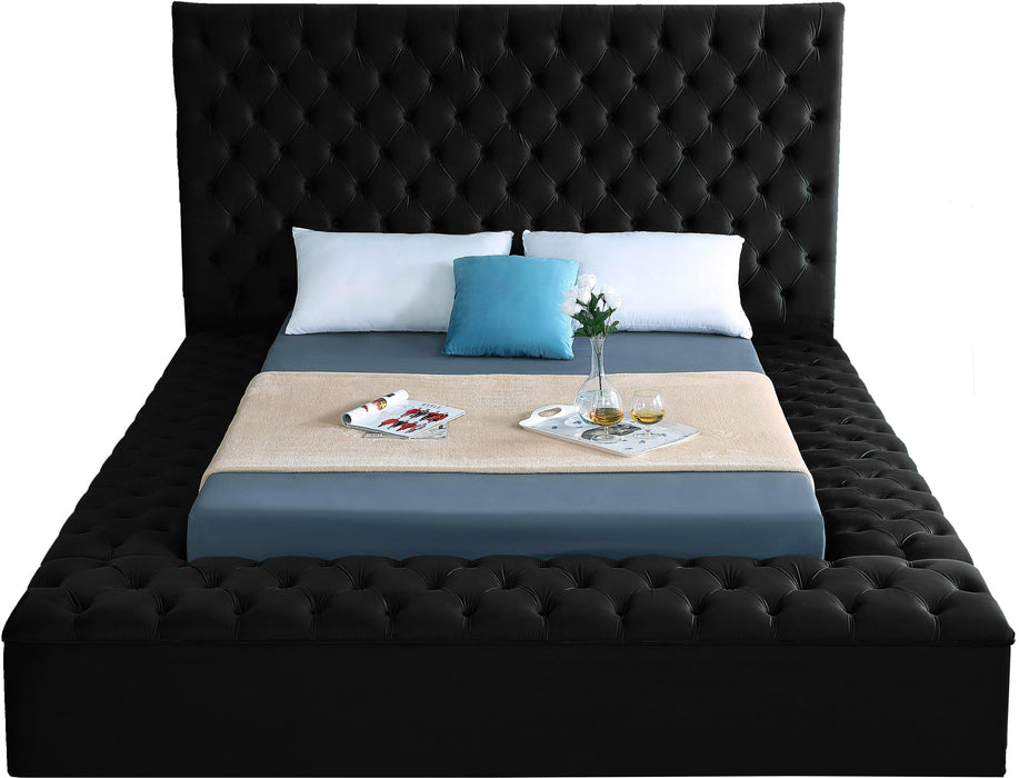 Bliss Black Velvet Queen Bed (3 Boxes) - Furniture Stars (Chicago, IL)