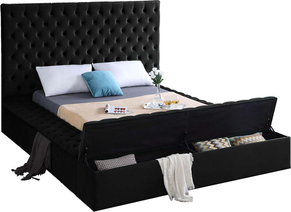Bliss Black Velvet Queen Bed (3 Boxes) - Furniture Stars (Chicago, IL)