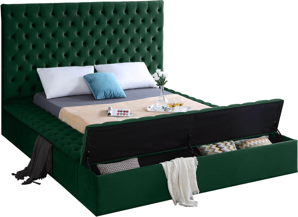 Bliss Green Velvet Queen Bed (3 Boxes) - Furniture Stars (Chicago, IL)
