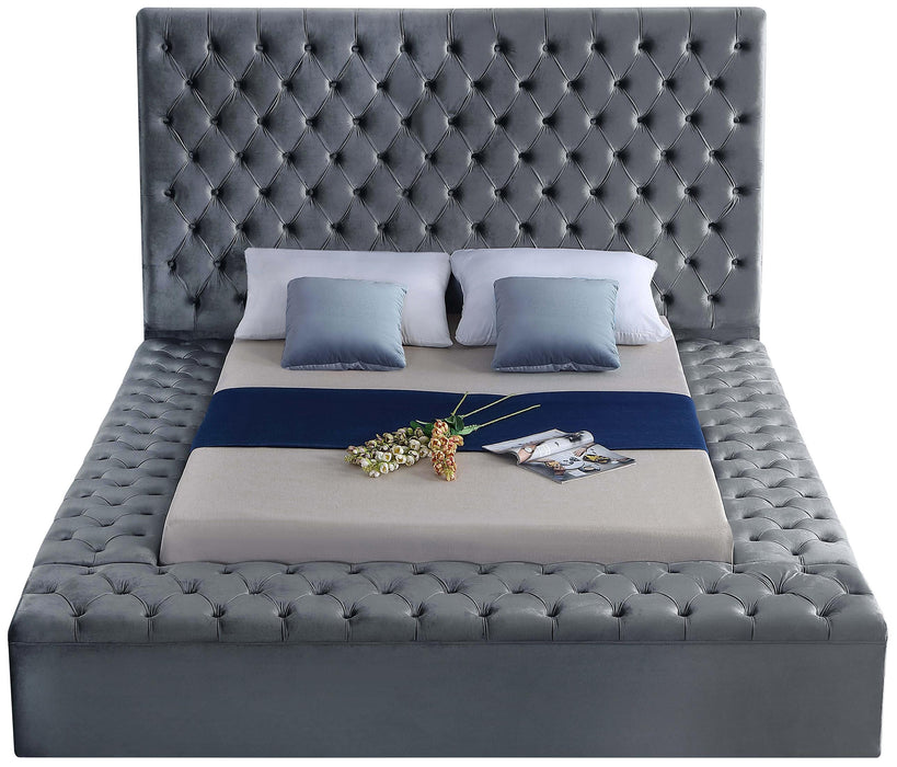 Bliss Grey Velvet Full Bed (3 Boxes)