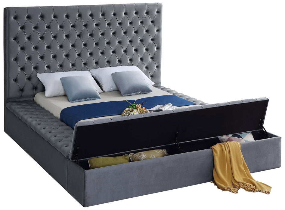 Bliss Grey Velvet Queen Bed (3 Boxes) - Furniture Stars (Chicago, IL)