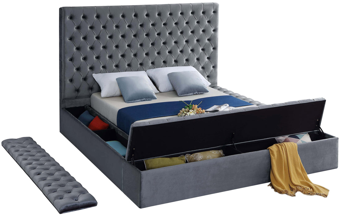 Bliss Grey Velvet Queen Bed (3 Boxes) - Furniture Stars (Chicago, IL)