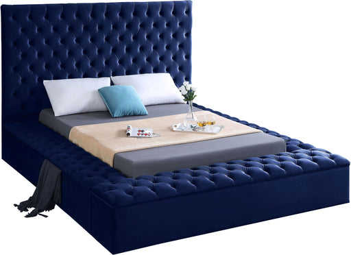 Bliss Navy Velvet King Bed (3 Boxes) - Furniture Stars (Chicago, IL)