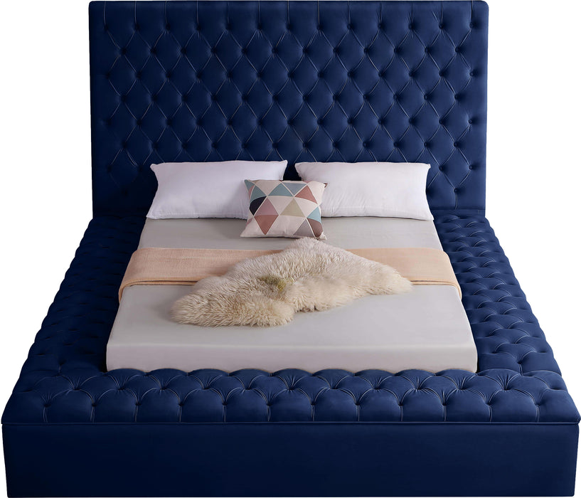 Bliss Navy Velvet Queen Bed (3 Boxes) - Furniture Stars (Chicago, IL)