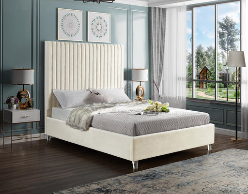 Candace Cream Velvet King Bed - Furniture Stars (Chicago, IL)