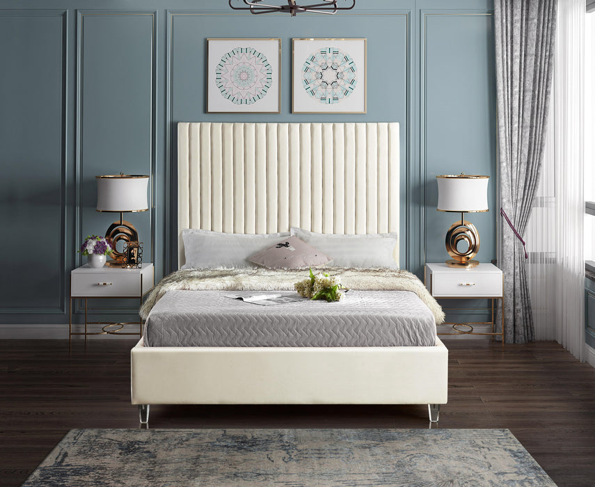 Candace Cream Velvet Queen Bed - Furniture Stars (Chicago, IL)
