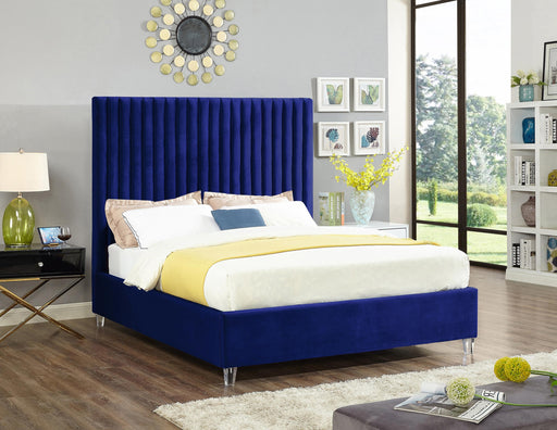 Candace Navy Velvet King Bed - Furniture Stars (Chicago, IL)