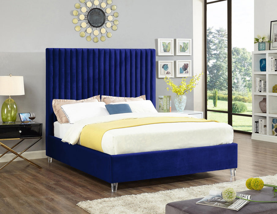 Candace Navy Velvet King Bed - Furniture Stars (Chicago, IL)
