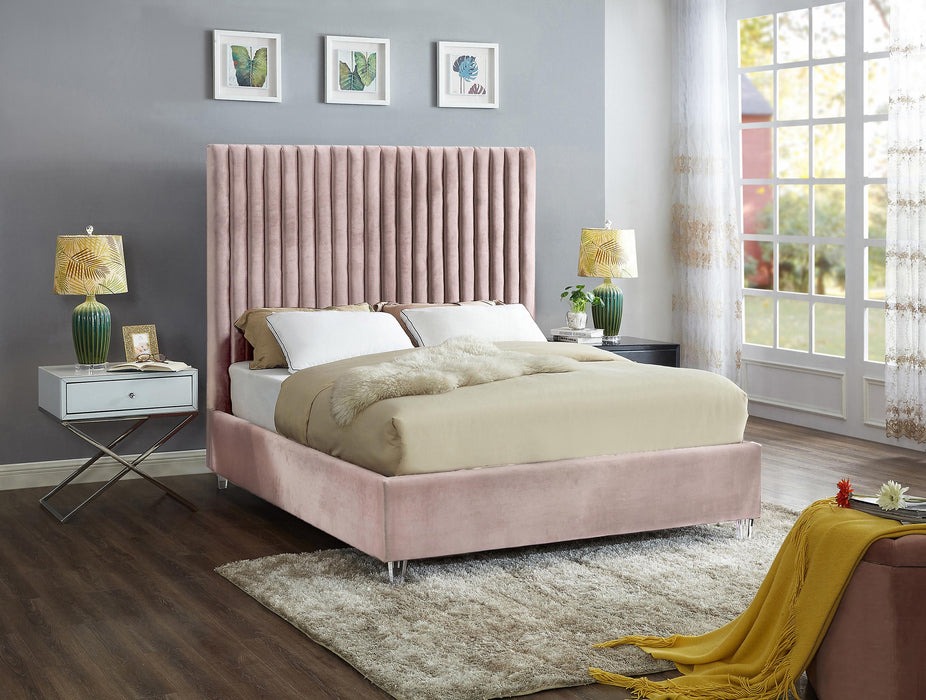 Candace Pink Velvet Queen Bed - Furniture Stars (Chicago, IL)