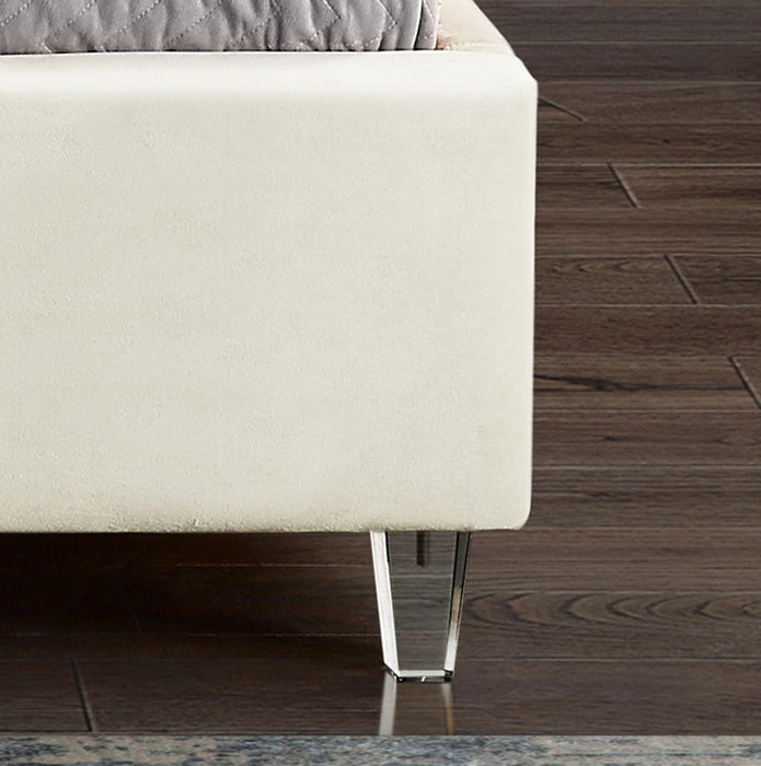 Candace Cream Velvet Twin Bed - Furniture Stars (Chicago, IL)