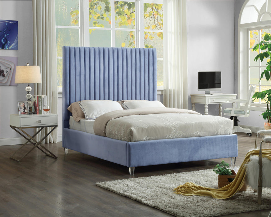 Candace Sky Blue Velvet Queen Bed - Furniture Stars (Chicago, IL)