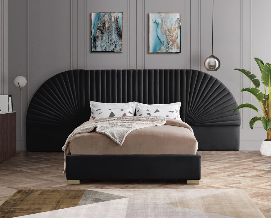 Cleo Black Velvet Queen Bed (3 Boxes) - Furniture Stars (Chicago, IL)