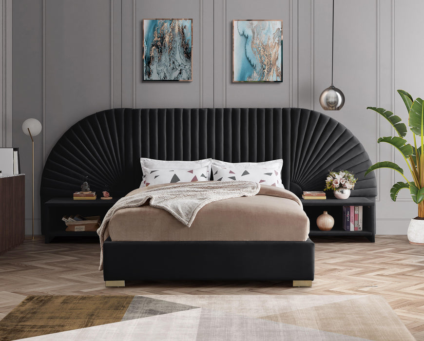 Cleo Black Velvet Queen Bed (3 Boxes) - Furniture Stars (Chicago, IL)