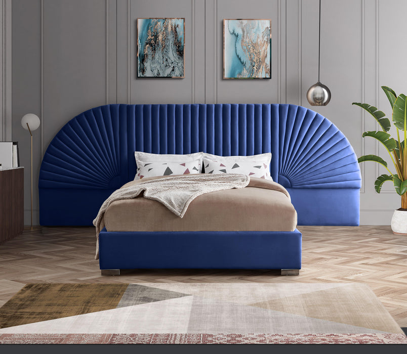 Cleo Navy Velvet Queen Bed (3 Boxes) - Furniture Stars (Chicago, IL)