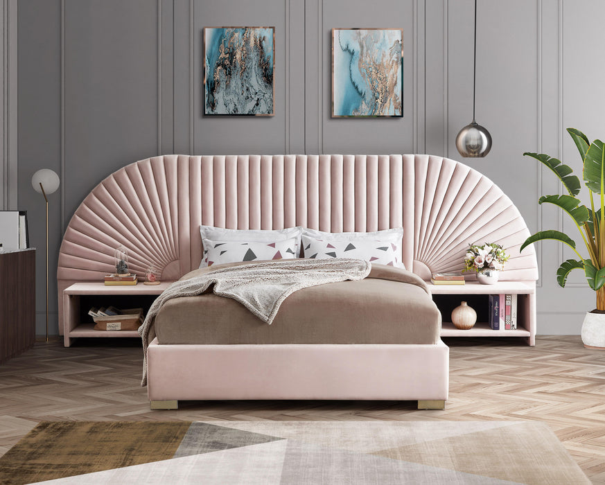 Cleo Pink Velvet Queen Bed (3 Boxes) - Furniture Stars (Chicago, IL)