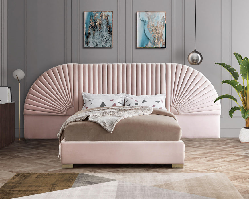 Cleo Pink Velvet Queen Bed (3 Boxes) - Furniture Stars (Chicago, IL)