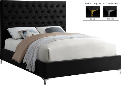 Cruz Black Velvet Queen Bed - Furniture Stars (Chicago, IL)