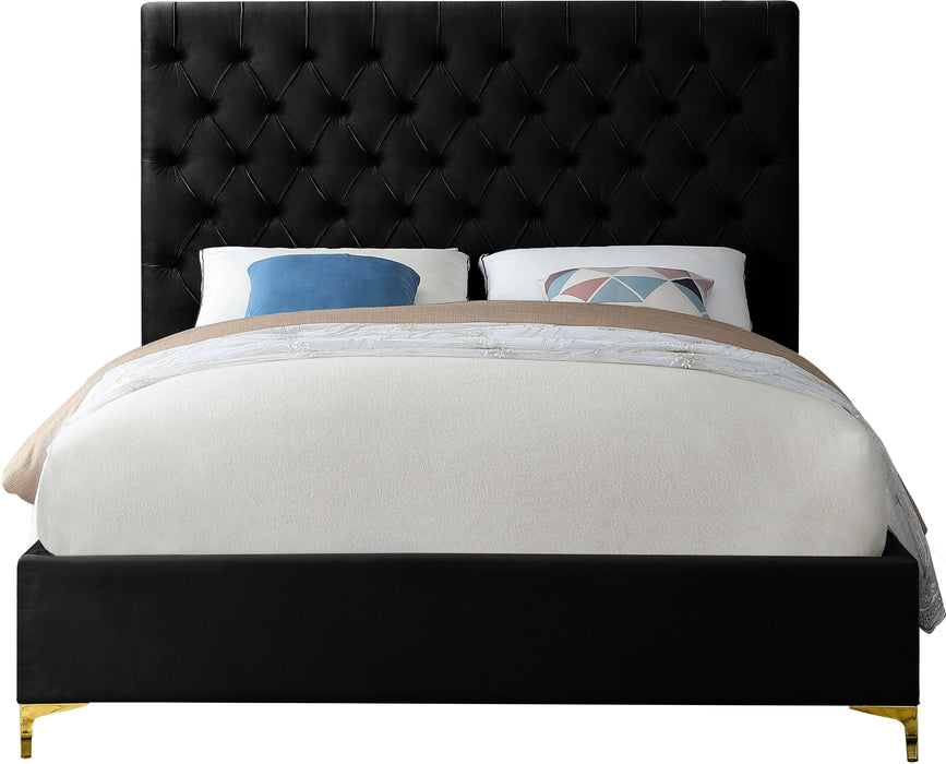 Cruz Black Velvet King Bed - Furniture Stars (Chicago, IL)