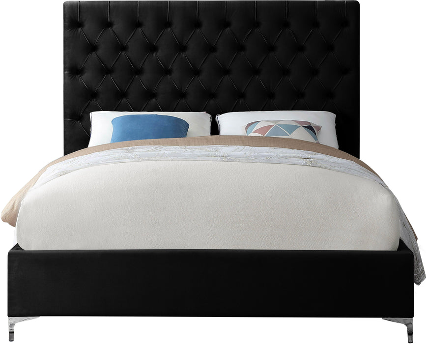 Cruz Black Velvet Queen Bed - Furniture Stars (Chicago, IL)