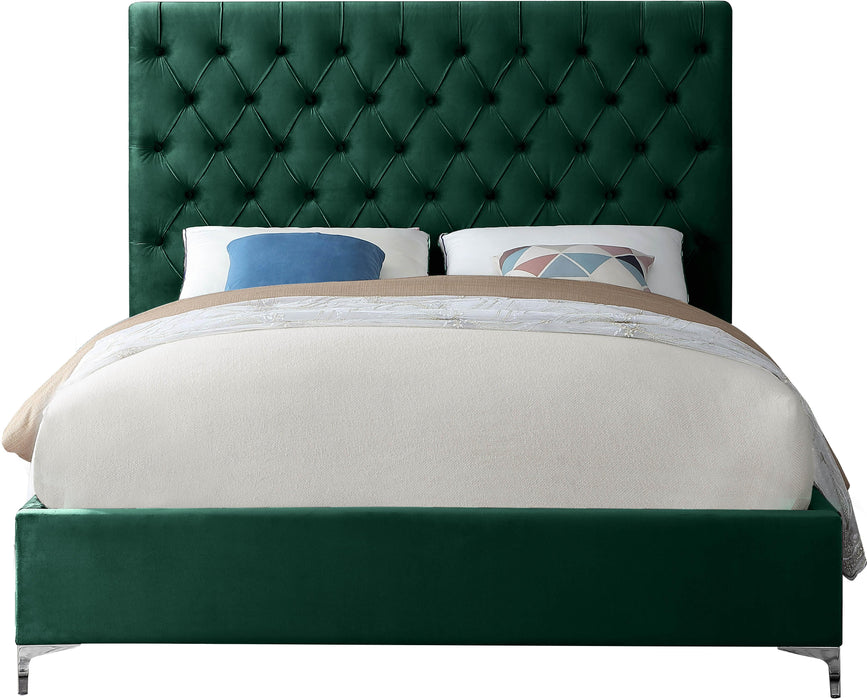 Cruz Green Velvet Queen Bed - Furniture Stars (Chicago, IL)