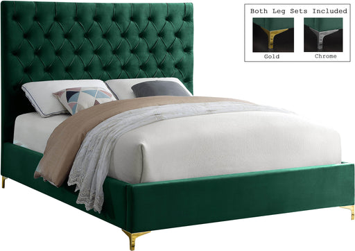 Cruz Green Velvet Queen Bed - Furniture Stars (Chicago, IL)