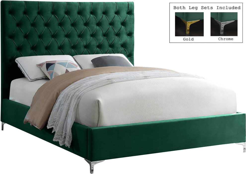 Cruz Green Velvet Queen Bed - Furniture Stars (Chicago, IL)