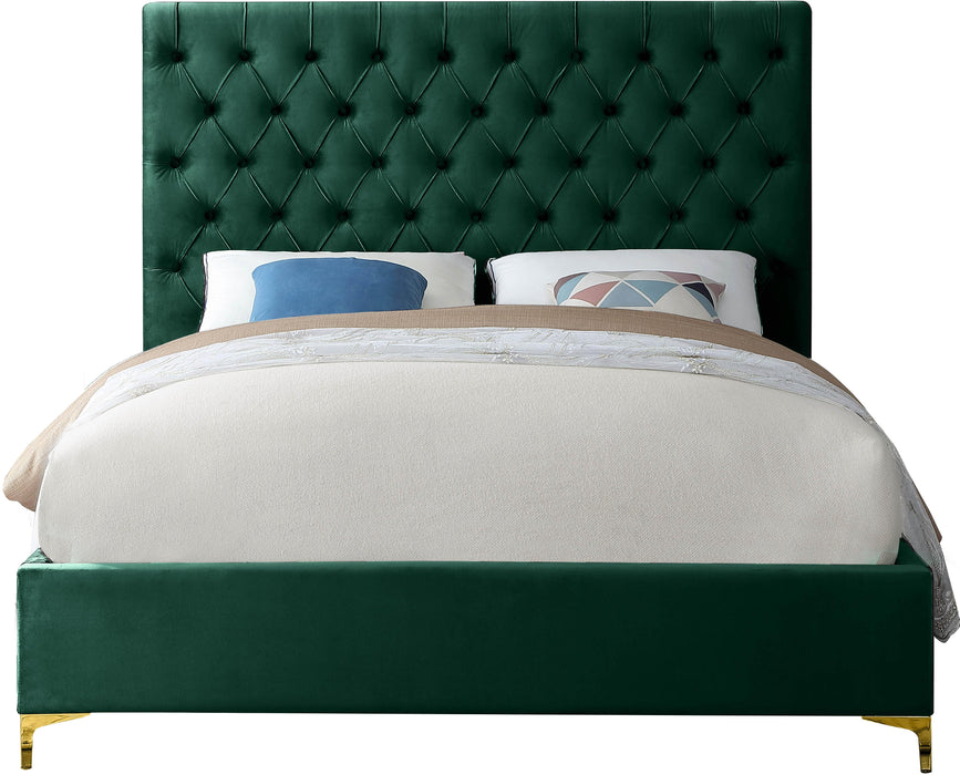 Cruz Green Velvet Queen Bed - Furniture Stars (Chicago, IL)